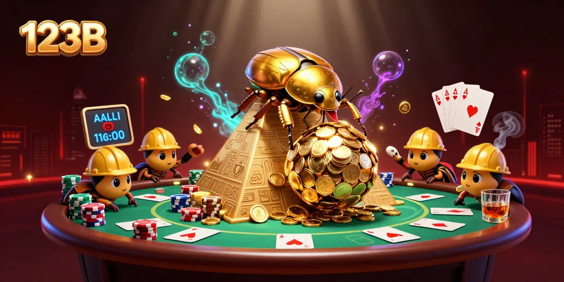 Experience thrilling gameplay at 123B with a dynamic scene of golden beetles showcasing rich casino elements.