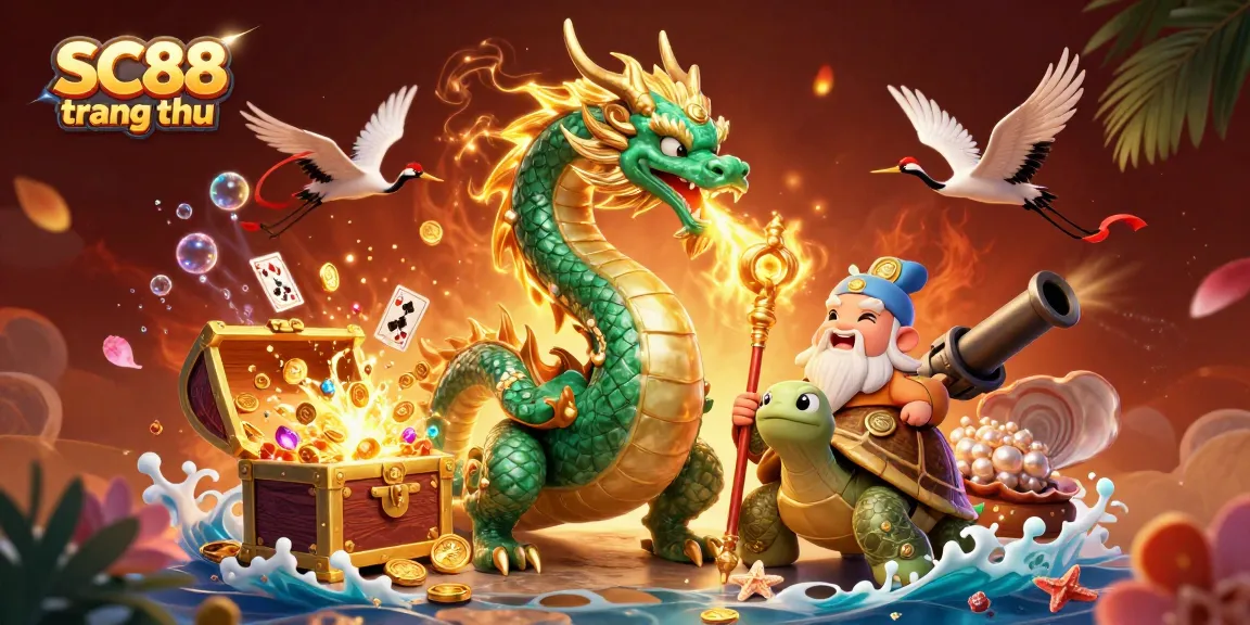 Experience thrilling gaming at SC88 trang chủ with vibrant 3D illustration of casino action.