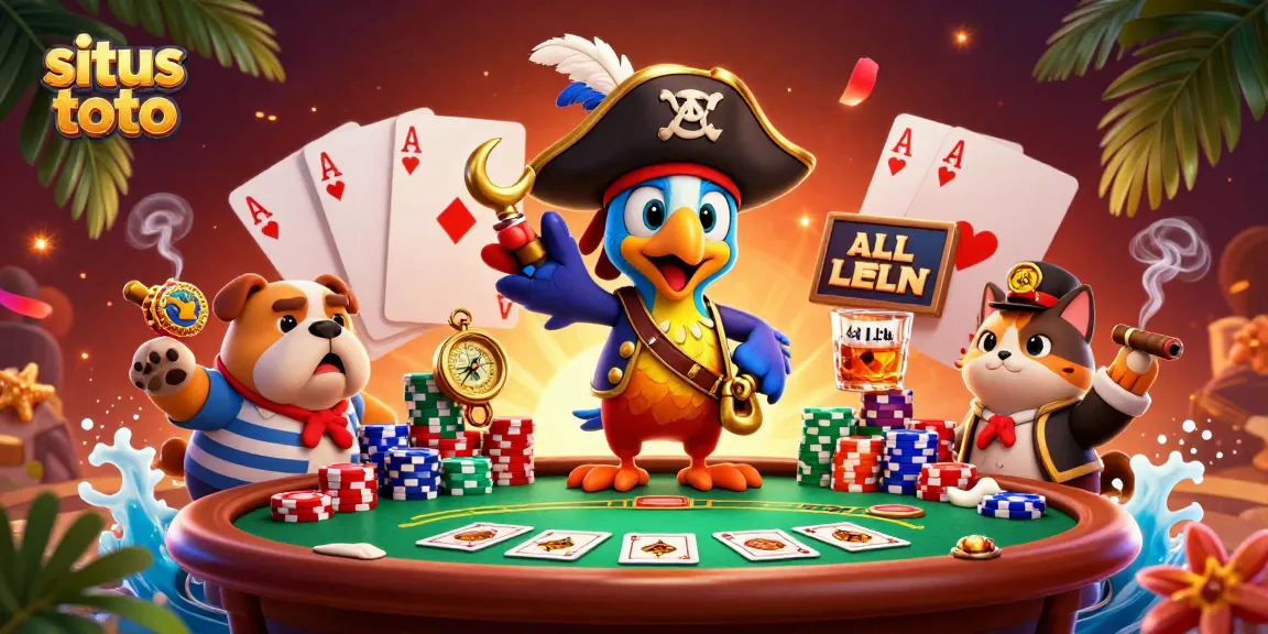 Engaging illustration of situs toto gaming elements with a pirate captain and his crew in action.