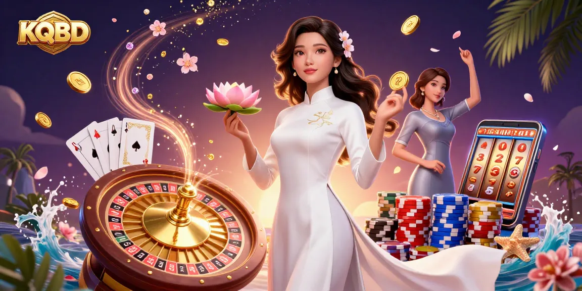 KQBD sports betting scene featuring elegant Asian woman with festive gambling elements