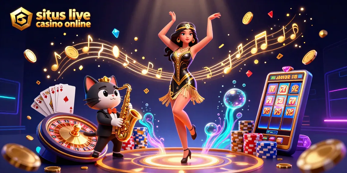Experience the thrill of situs live casino online with vibrant 3D casino illustration featuring action and excitement.