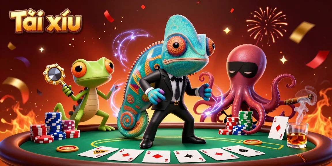 Engage in Tài xỉu gameplay with animated characters at a vibrant casino duel.