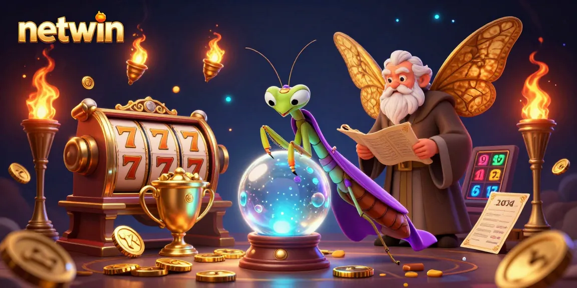 Engage with netwin's vibrant online gaming atmosphere featuring dynamic slot reels and mystical characters.