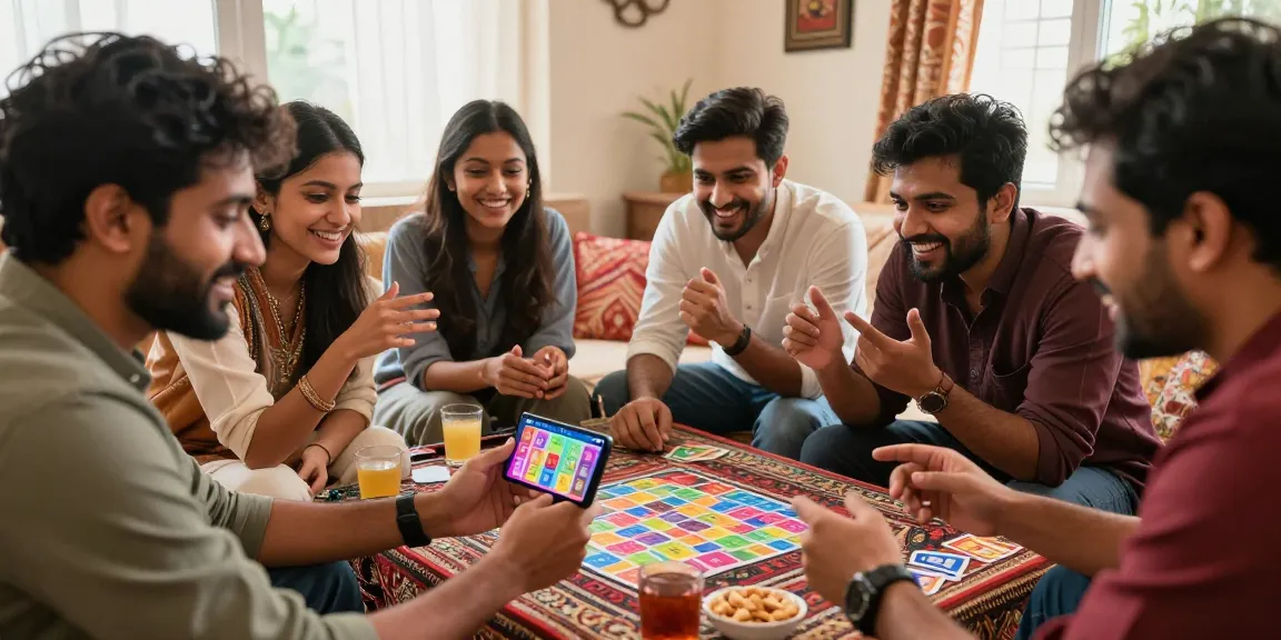 Play online Card Rummy with friends in a vibrant Pakistani setting, enjoying a fun gaming experience.