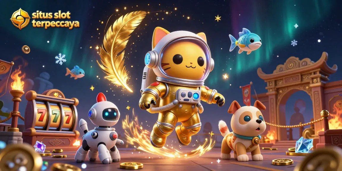 Experience the excitement of situs slot gacor terpercaya with vibrant slot machines, golden coins, and dynamic characters.