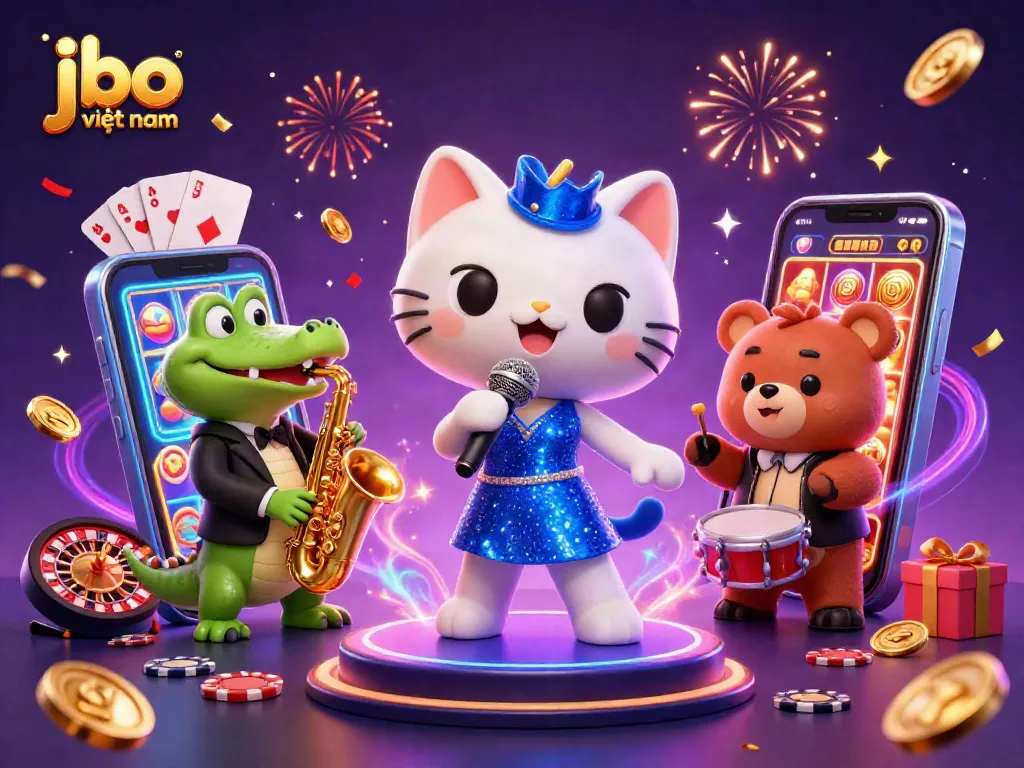 Experience the excitement of jbo việt nam with vibrant casino characters and dynamic gaming elements.