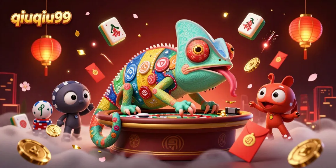 Discover exciting gameplay with qiuqiu99, featuring a vibrant online casino scene filled with poker and festive elements.