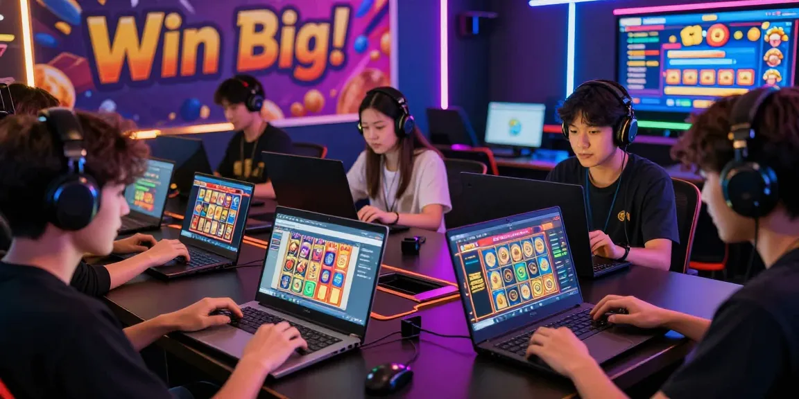 Engaged players on ngamenjitu online gaming platform winning big in vibrant, lively atmosphere.