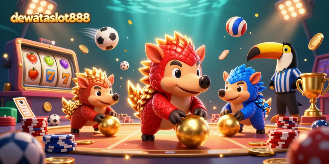 Menggulung bola emas di kasino online dengan dewataslot888, pangolin bersaing sambil berjudi.