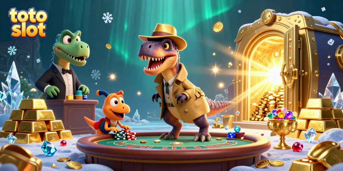 Experience seamless toto slot gameplay with dynamic characters at an exciting casino scene.