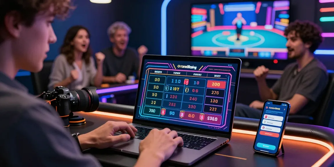Grandbetting live casino experience with users engaged in digital betting activities in an exciting environment.