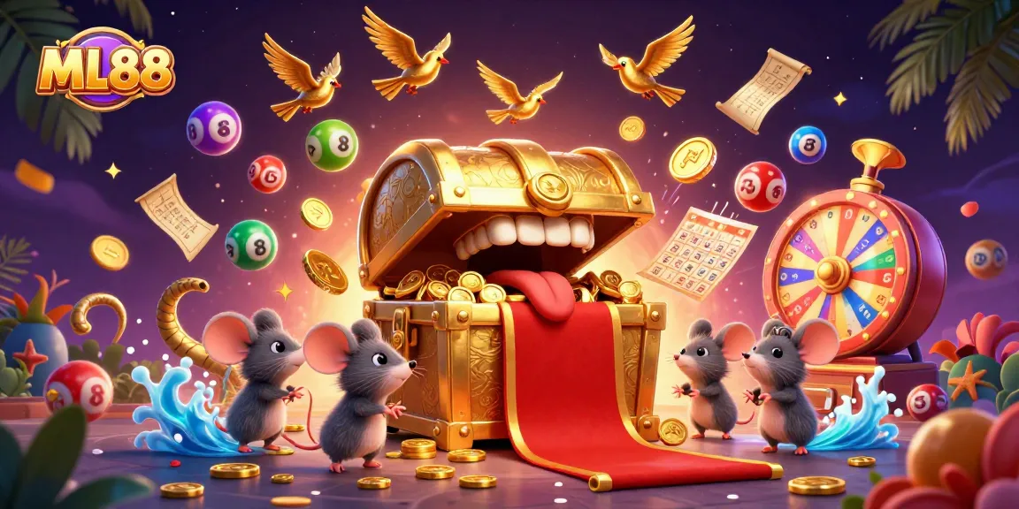 Engage with ML88's vibrant lottery scene featuring bouncing balls and exciting game elements.